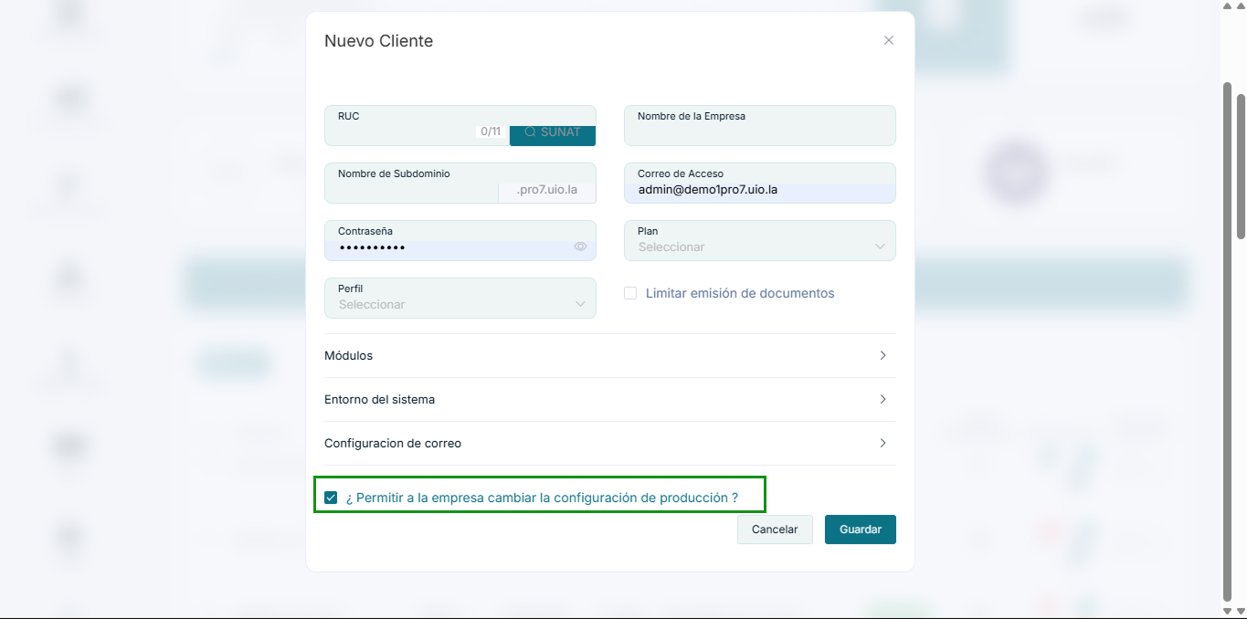 Imagen de configuración de empresa