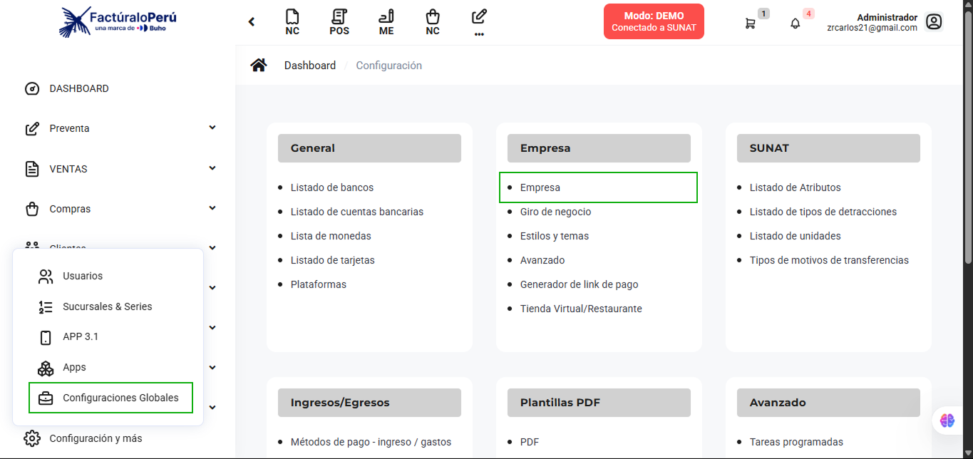 Configuracion necesaria