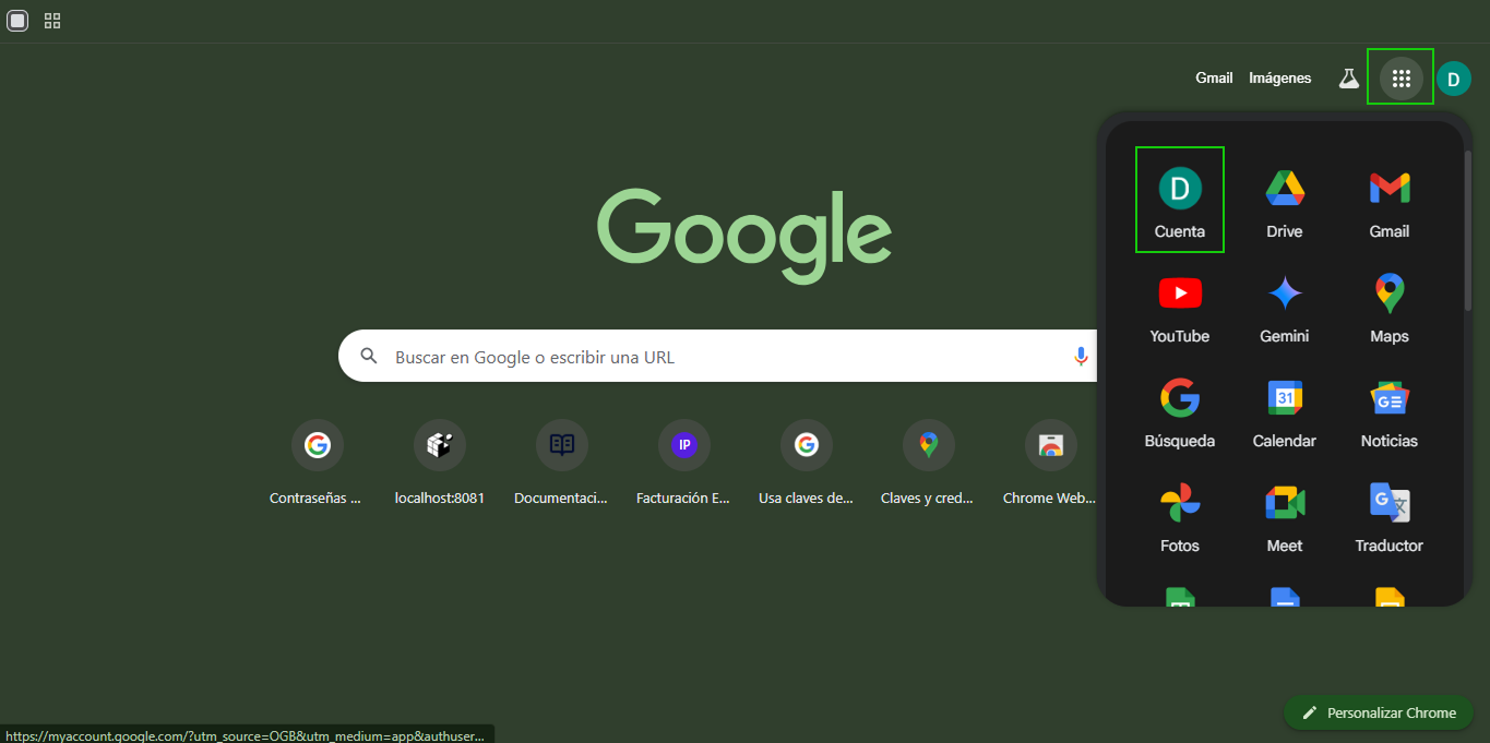 Acceso a configuración de Google