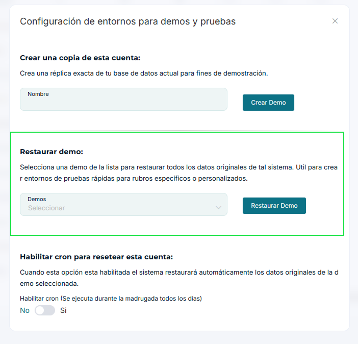 Ventana de Configuración Demo
