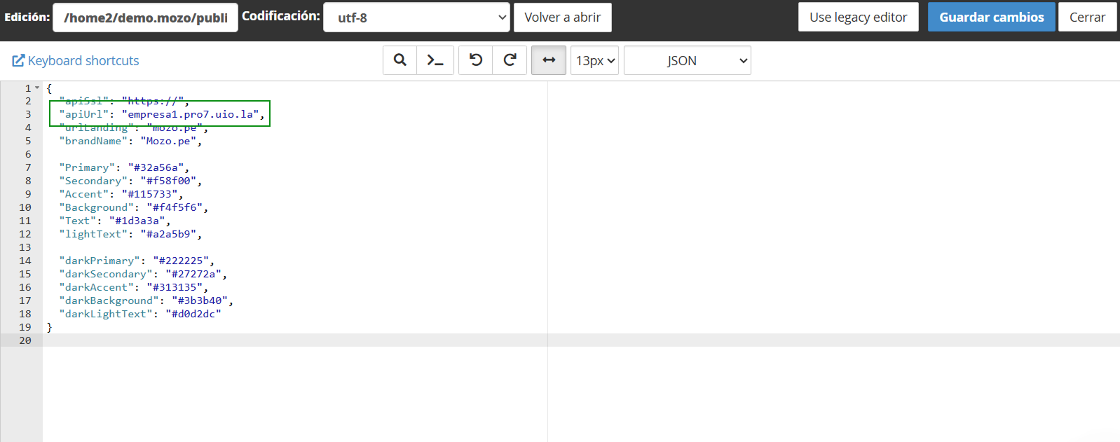 Configurar config.json