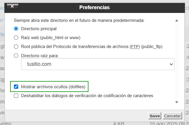 Mostrar archivos ocultos