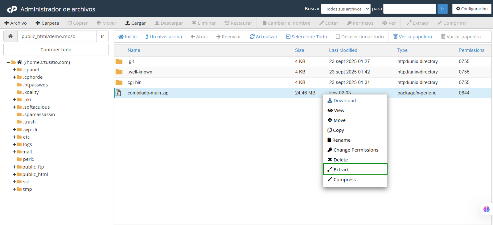 Proceso de extracción